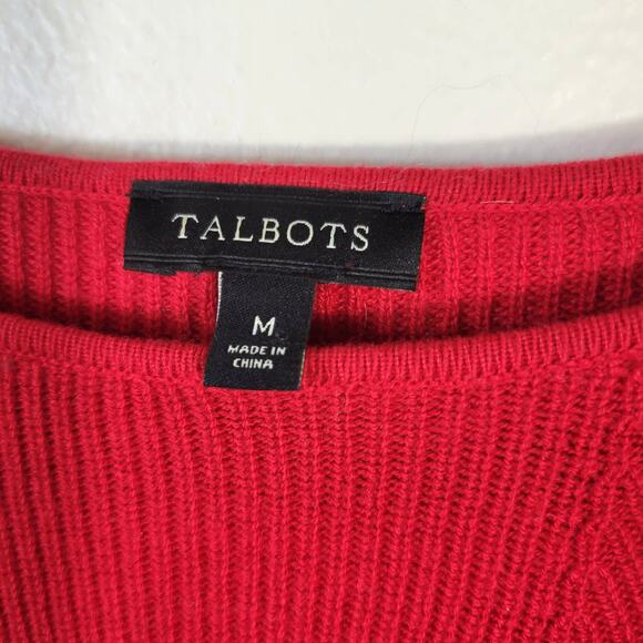 Talbots Festive Season Sweater Womens M Red Texture Cashmere Blend Winter Party - Picture 5 of 8